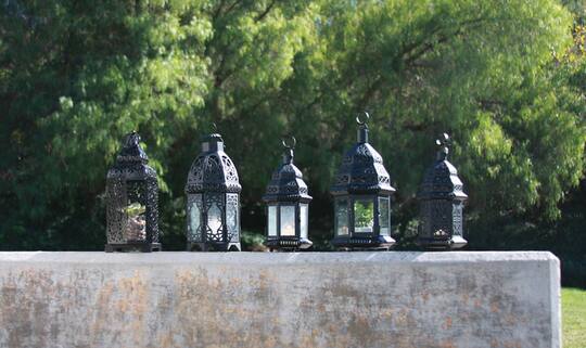 12" Black Lattice Moroccan Style Candle Lantern